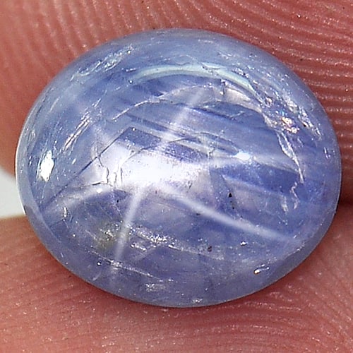 Natural Blue Star Sapphire 6 Rays 2.73 Ct. Oval Cabochon Shape 9.4 x 7.4 Mm. Gemstone Unheated: Product ID: 806149330 Product Name: Natural Star Sapphire Weight: 2.73 CT. Size: 9.4 x 7.4 x 3.5 MM. Shape: Oval Cabochon Color: Blue Clarity:Opaque Luster: Good 6 Rays Star Gems Origin: Thailand Trea
