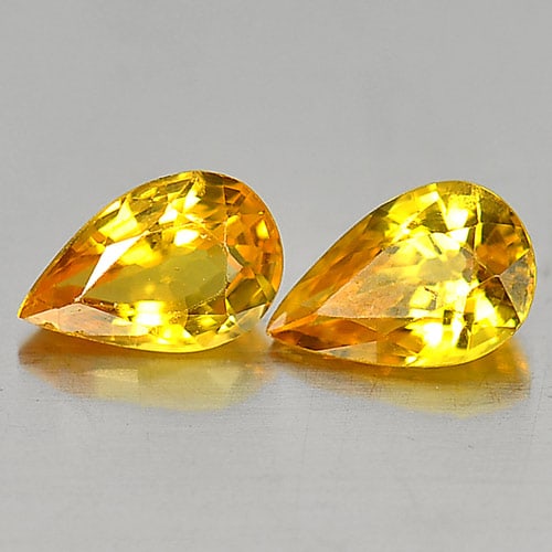 Natural Yellow Songea Sapphire 1.05 Ct. 2 Pcs. Pear Shape 6.3 x 4 Mm. Gemstone From Tanzania: Product ID: 806152696 Product Name: Natural Fancy Color Sapphire Weight: 1.05 CT. Size: 6.3 x 4 x 2.8 MM. Shape: Pear Color: Yellow Clarity:VSI Luster: Good Gems Origin: Tanzania Treatment: Heated Cry