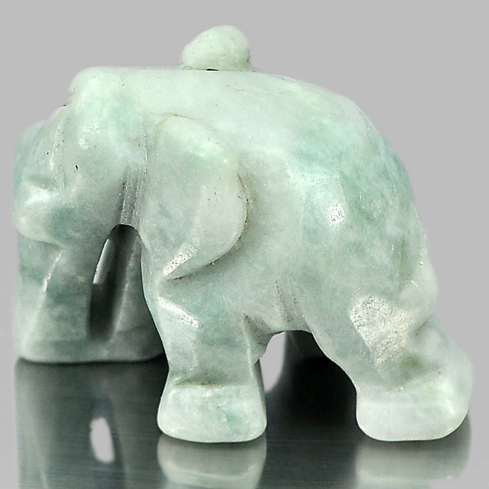 Green White Jade 56.43 Ct. Elephant Carving Size 25 x 19 Mm. Natural Gemstone From Thailand: Product ID: 819812988 Product Name: Natural Jade Weight: 56.43 CT. Size: 25 x 19 x 16 MM. Shape: Elephant Carving Color: Green Clarity:Opaque Luster: Good Gems Origin: Thailand Treatment: Unheated Cry