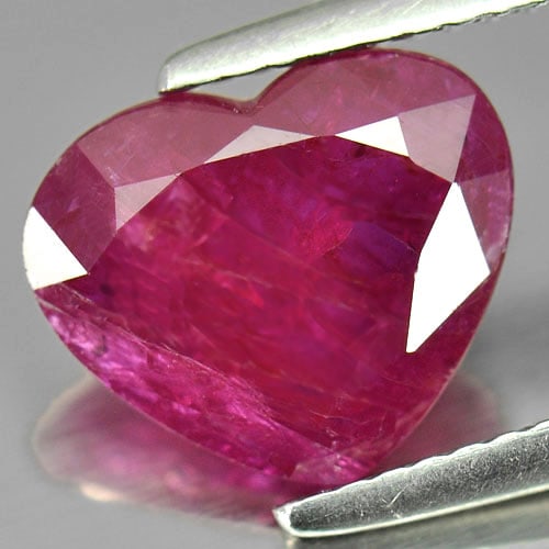 Natural Unheated Ruby Purplish Pink 3.14 Ct. Heart Shape 10.6 x 9 Mm. Gemstone From Madagascar (1 of 3)