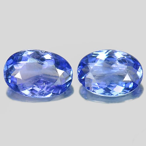 Natural Violetish Blue Tanzanite 1.04 Ct. Pair Oval Shape 6.5 x 4.5 Mm. Gemstone From Tanzania (1 of 3)