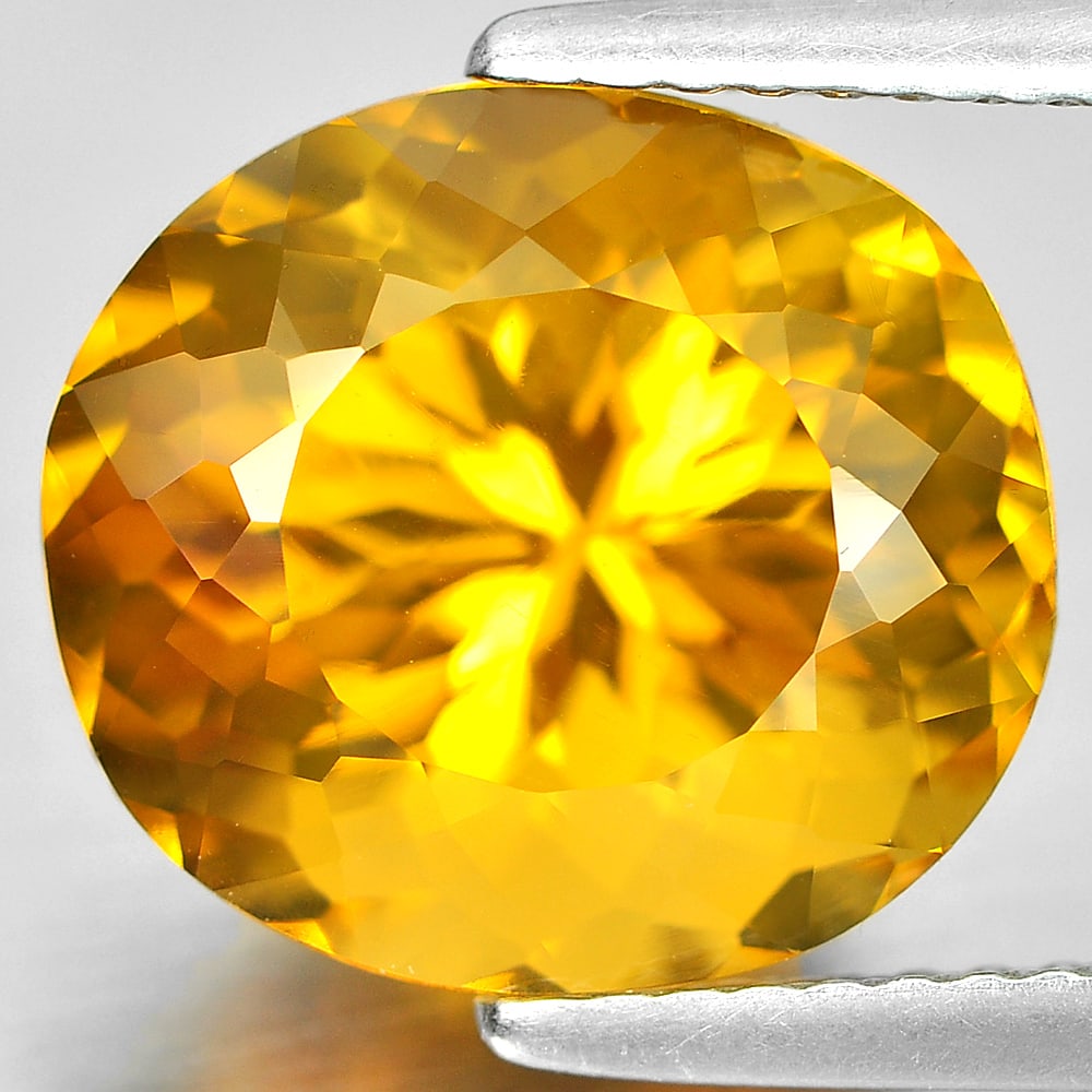 Natural Yellow Citrine 5.40 Ct. VVS Oval Shape 11.8 x 10.7 Mm. Unheated Gemstone From Brazil: Product ID: 801813215 Product Name: Natural Citrine Weight: 5.40 CT. Size: 11.8 x 10.7 x 8.4 MM. Shape: Oval Color: Yellow Clarity:VVS Luster: Good Gems Origin: Brazil Treatment: Unheated Crystal Stru