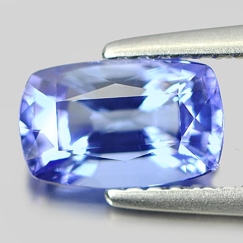 Certified Natural Violetish Blue Tanzanite 1.43 Ct. Clean Cushion Shape 8.34 x 5.23 Mm. Gemstone (1 of 3)
