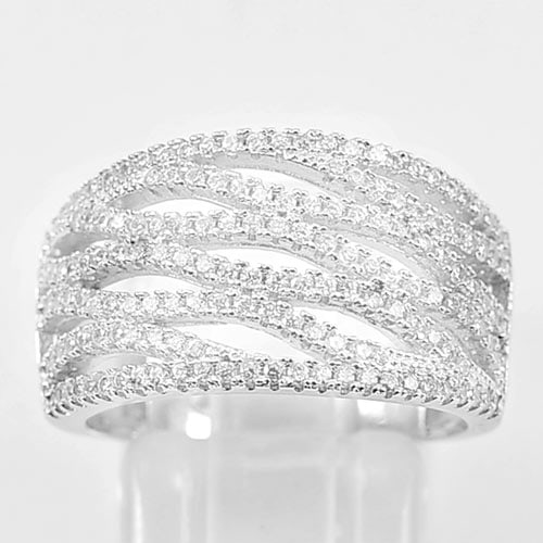925 Sterling Silver Wave Design Jewelry Ring Size 7.5 with White CZ 5.18 G.: Product ID: 280510168 Product Type: 925 Sterling Silver Fine Jewelry Jewelry Weight: 5.18 Grams. Ring Size: 7 Resizable(Fee) Gemstones Color: Silver Metal: Solid Silver 92.5%. Gemstone Detail: About 5