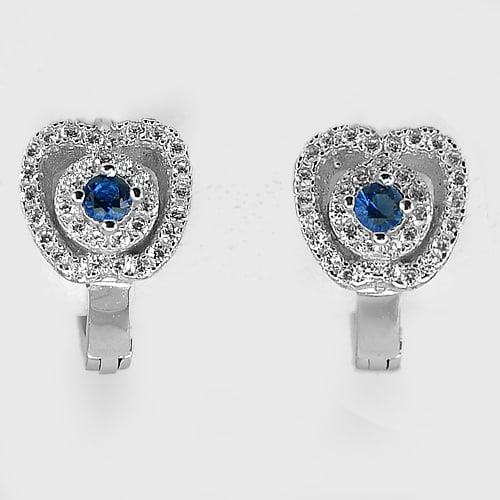 925 Sterling Silver Huggie Earrings Jewelry Good with Round Blue CZ 3.50 G.: Product ID: 280520174 Product Name: Natural Fashion Jewelry Weight: 3.50 CT. Size: 16 x 8.8 Mm. MM. Shape: Earrings Color: Silver Clarity:None Luster: None Gems Origin: Thailand Treatment: None Crysta