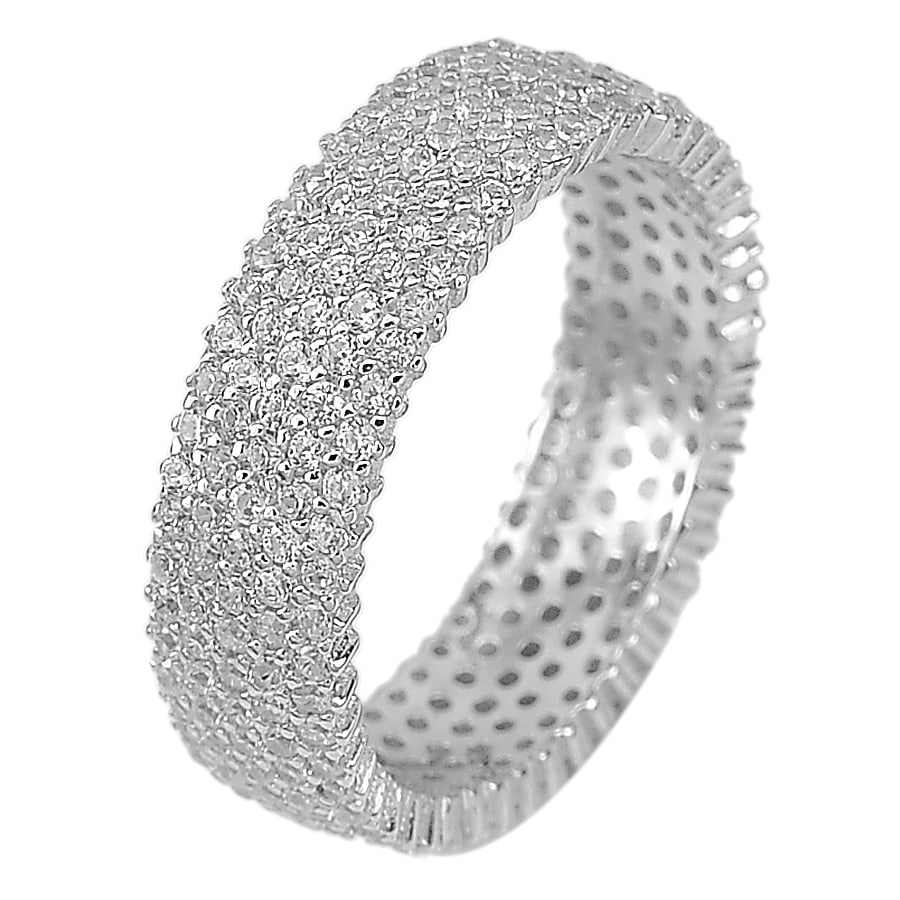 925 Sterling Silver Ring Jewelry Size 8 Round Shape CZ White 3.66 G. (1 of 3)