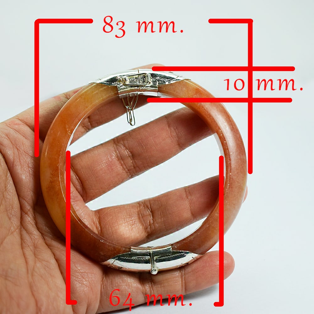 Natural Burmese Honey Jade Bangle 292.06 Ct. With Silver Jewelry Size 76 x 58 x 14.3 Mm. (1 of 3)