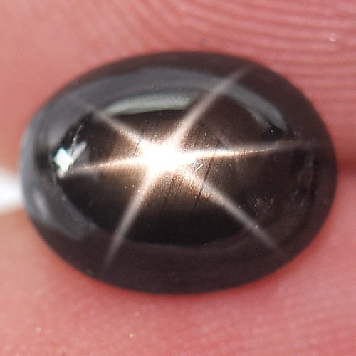 Natural Black Star Sapphire 6 Rays 2.81 Ct. Oval Cabochon Shape 8.7 x 6.7 Mm. Gemstone (1 of 3)