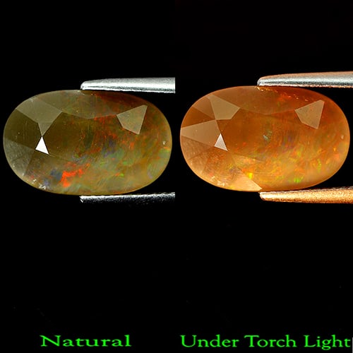 Natural Multi Color Opal 5.54 Ct. Oval Shape 15.7 x 9.7 Mm. Gemstone From Ethiopia: Product ID: 818711577 Product Name: Natural Opal Weight: 5.54 CT. Size: 15.7 x 9.7 x 7.9 MM. Shape: Oval Color: Multi Color Clarity:Semi - Transparent Luster: Strong Iridescent Gems Origin: Ethiopia T