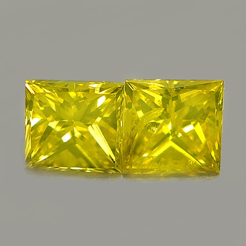 Yellow Diamond 0.18 Ct. 2 Pcs. Square Princess Cut 2.5 x 2.5 x 1.6 Mm. Natural: Product ID: 802103714 / Product Name: Natural Enhanced Diamond / Weight: 0.18 CT. / Size: 2.5 x 2.5 x 1.6 MM. / Shape: Square Princess Cut / Color: Yellow / Clarity:SI1 / Luster: Scintillating / Gems