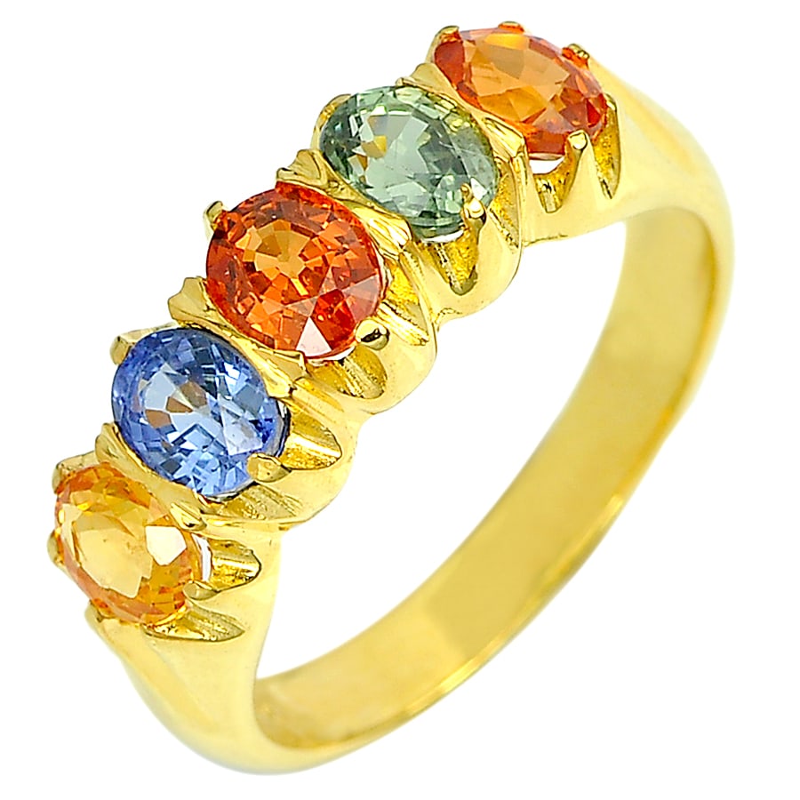 Natural Fancy Color Sapphire 2.50 Ct. 18K Yellow Gold Ring Jewelry Size 7 (1 of 3)