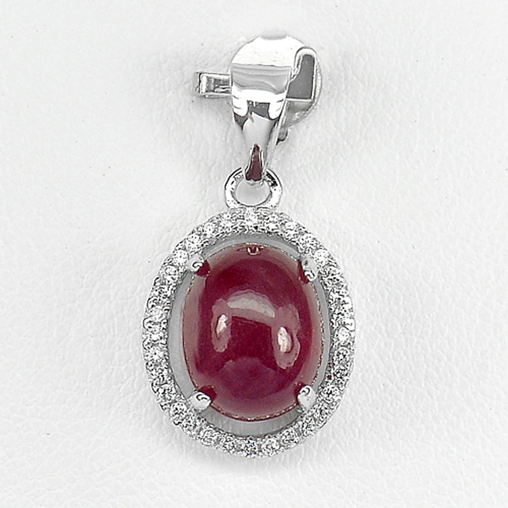925 Sterling Silver Jewelry Pendant 2.35 G. with Natural Red Ruby (1 of 3)