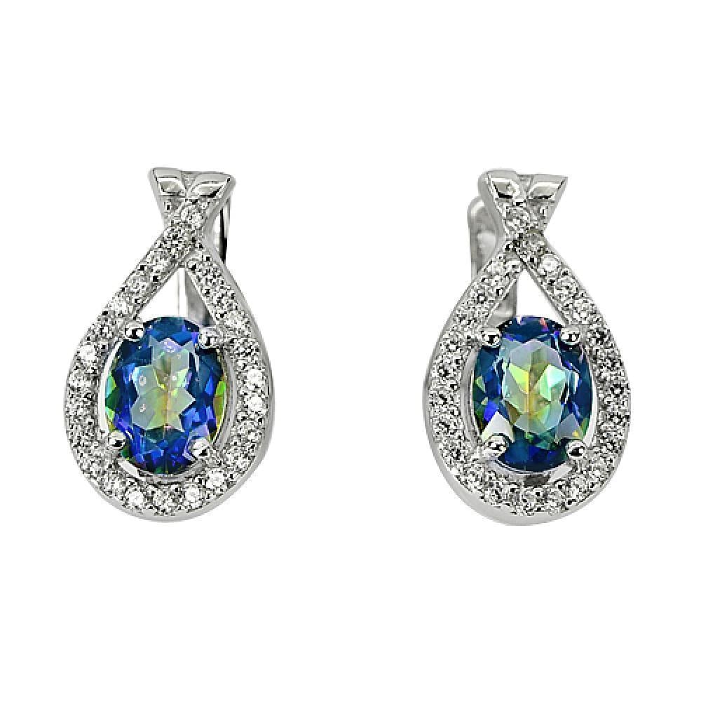 Beautiful Natural Mystic Topaz 925 Sterling Silver Earrings Jewelry 4.35 G. (1 of 3)