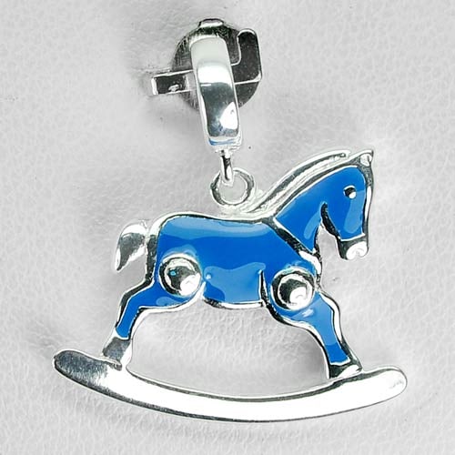 925 Sterling Silver Rocking Horse Blue Enamel Pendant Jewelry Size 16 x 20 Mm.: Product ID: 280430015 / Product Name: Natural Fashion Jewelry / Weight: 2.66 CT. / Size: 16 x 20 Mm. MM. / Shape: Pendant / Color: Silver / Clarity:None / Luster: None / Gems Origin: Thailand / Treatm