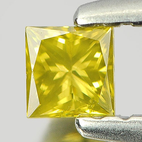 Yellow Diamond 0.16 Ct. Square Princess Cut 2.8 x 2.7 Mm. Natural: Product ID: 802103599 / Product Name: Natural Enhanced Diamond / Weight: 0.16 CT. / Size: 2.8 x 2.7 x 2.1 MM. / Shape: Square Princess Cut / Color: Yellow / Clarity:SI1 / Luster: Scintillating / Gems