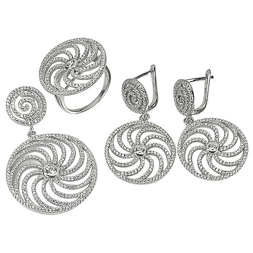 925 Sterling Silver Earrings Pendants and Ring Size 8 Jewelry Set with Cz 25.66 G. (1 of 3)