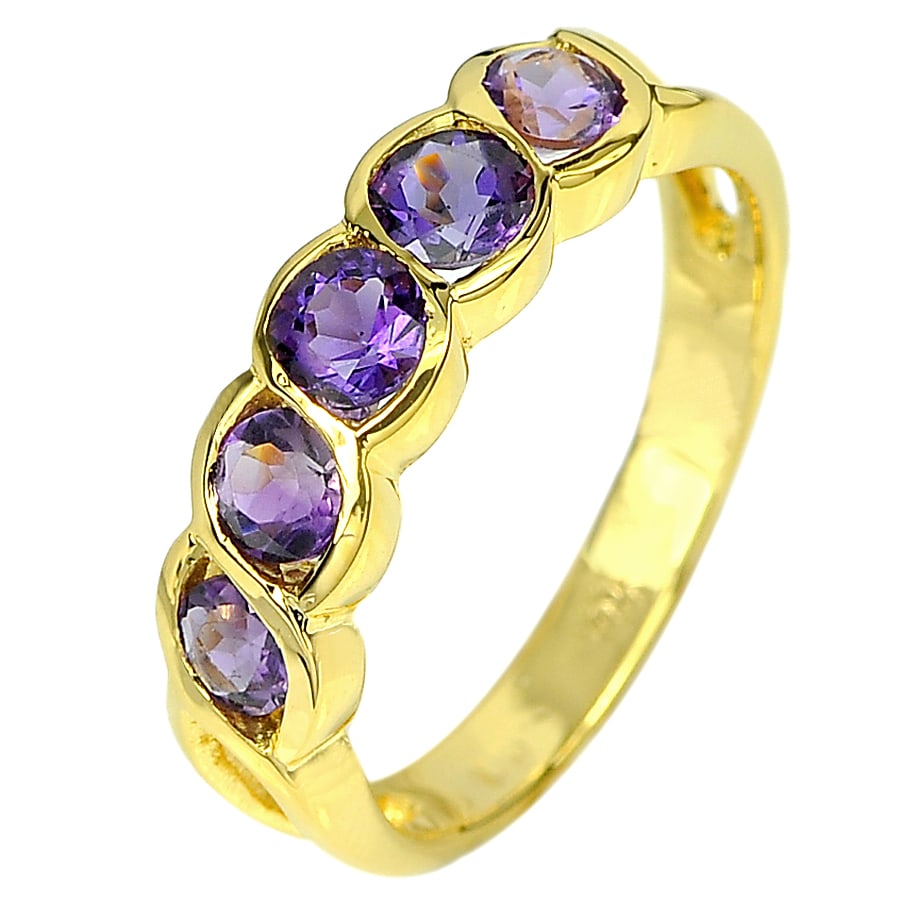 Natural Purple Amethyst 1.08 Ct. 18K Yellow Gold Ring Jewelry Size 7 (1 of 3)