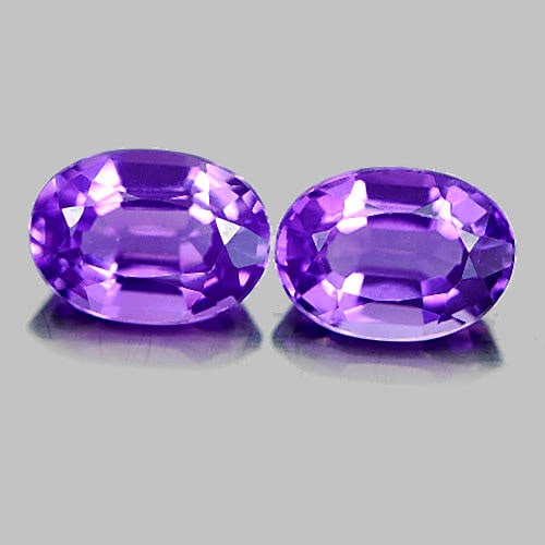 Natural Purple Amethyst 1.53 Ct. 2 Pcs. VVS Oval Shape 7.1 x 5.2 Mm. Gemstones From Brazil: Product ID: 800323134 / Product Name: Natural Amethyst / Weight: 1.53 CT. / Size: 7.1 x 5.2 x 3.5 MM. / Shape: Oval / Color: Purple / Clarity:VVS / Luster: Good / Gems Origin: Brazil / Treatment: Unhe