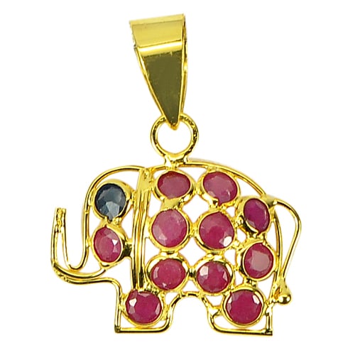 Natural Purplish Red Ruby 18k Yellow Gold Jewelry Elephant Pendant 0.54 G. (1 of 3)