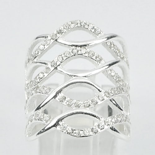 925 Sterling Silver Ring Jewelry 6.28 G. with Round White CZ Size 7 (1 of 3)