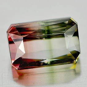 Bi Color Tourmaline 1.18 Ct. VVS Octagon Shape 7.1 x 4.7 Mm. Natural Gemstone Unheated (1 of 3)