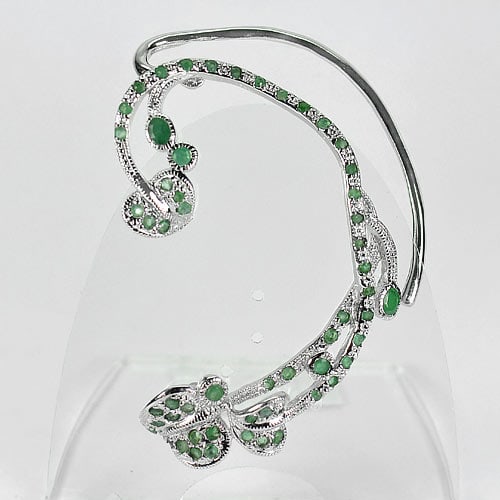 925 Sterling Silver Clip Earring Unilateral 1 Pc. 15 G. Natural Gemstone Emerald (1 of 3)