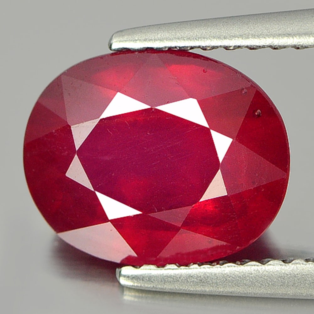 Purplish Red Ruby 3.59 Ct. Oval Shape 9.7 x 7.8 x 5.2 Mm. Natural Gemstone From Mozambique (1 of 3)
