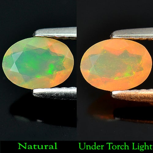 Multi Color Opal 0.43 Ct. Oval Shape 7 x 5 x 3 Mm. Natural Gemstone Unheated: Product ID: 818716413 / Product Name: Natural Opal / Weight: 0.43 CT. / Size: 7 x 5 x 3 MM. / Shape: Oval / Color: Multi Color / Clarity:Semi - Transparent / Luster: Good / Gems Origin: Ethiopia / Tre