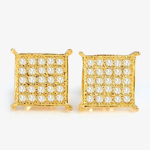 Natural White Diamond 10K Solid Yellow Gold Earring Jewelry 1.18 G. (1 of 3)