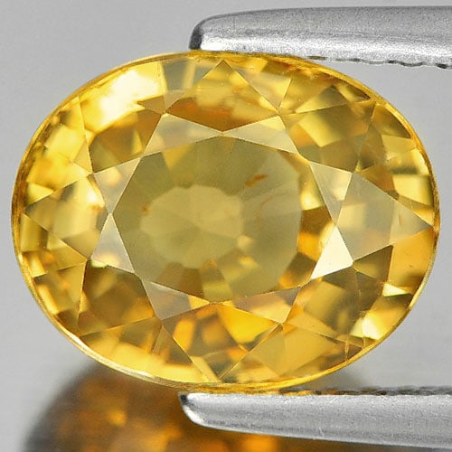 Yellow Zircon 4.60 Ct. VS Oval Shape 10 x 8 Mm. Natural Gemstone From Cambodia: Product ID: 807729041 / Product Name: Natural Zircon / Weight: 4.60 CT. / Size: 10 x 8 x 5.3 MM. / Shape: Oval / Color: Yellow / Clarity:VS / Luster: Very Good / Gems Origin: Cambodia / Treatment: Hea