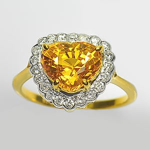 Natural Yellow Sapphire 3.88 Ct. and White Diamond 0.49 Ct. 18K Yellow Gold Ring Jewelry Size 7 (1 of 3)