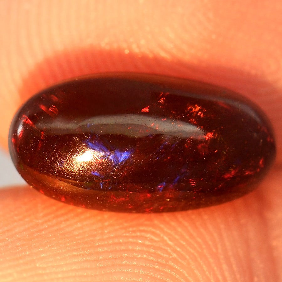 Fire Red Black Opal 1.31 Ct. Play Of Color Rainbow Oval Cabochon Shape 12.4 x 6.5 Mm. Natural (1 of 3)