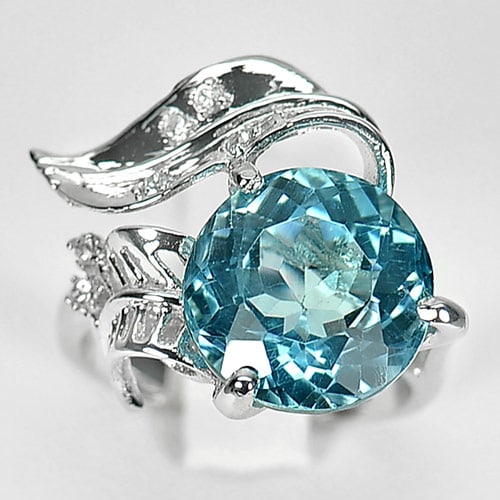 Natural Swiss Blue Topaz with Cz 925 Sterling Silver Rings Jewelry 7.76 G. Size 7: Product ID: 200106491 / Product Type: 925 Sterling Silver Fine Jewelry / Jewelry Weight: 7.76 Grams. / Ring Size: 7 Resizable(Fee) / Gemstones Color: Blue / Metal: Solid Silver 92.5%. / Gemstone Detai