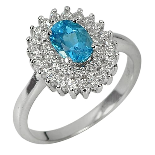 Natural Swiss Blue Topaz 925 Sterling Silver Ring Jewelry 3.50 G. and Cz Size 7: Product ID: 281070524 / Product Type: 925 Sterling Silver Fine Jewelry / Jewelry Weight: 3.50 Grams. / Ring Size: 7 Resizable(Fee) / Gemstones Color: Blue / Metal: Solid Silver 92.5%. / Gemstone Detai