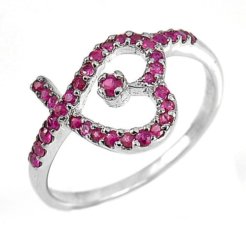 925 Sterling Silver Ring Size 6 Natural Gemstones Purplish Pink Ruby 1.37 G. (1 of 3)