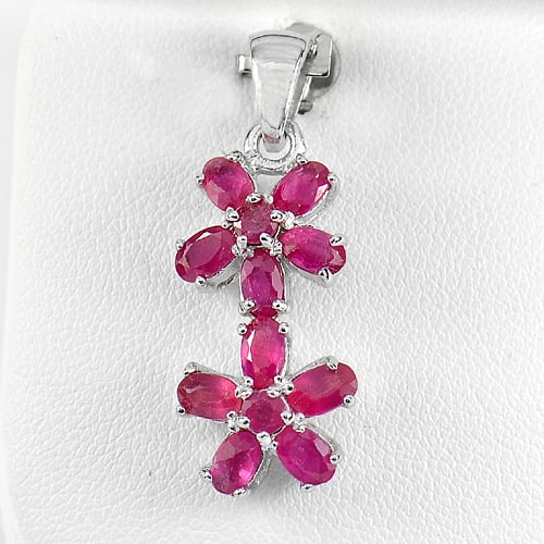 Natural Purplish Pink Ruby 925 Sterling Silver Pendant Jewelry 4.04 G. (1 of 3)