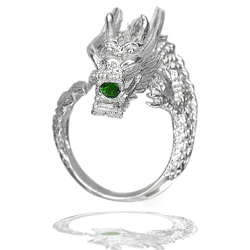 Natural Green Chrome Tourmaline 925 Sterling Silver Ring Dragon Sz 7 (1 of 3)