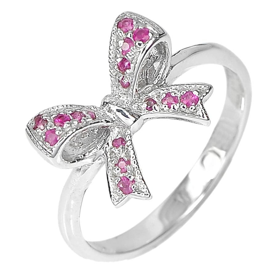 Natural Purplish Pink Ruby Gemstone 925 Sterling Silver Ring 2.50 G. Size 6.5 (1 of 3)