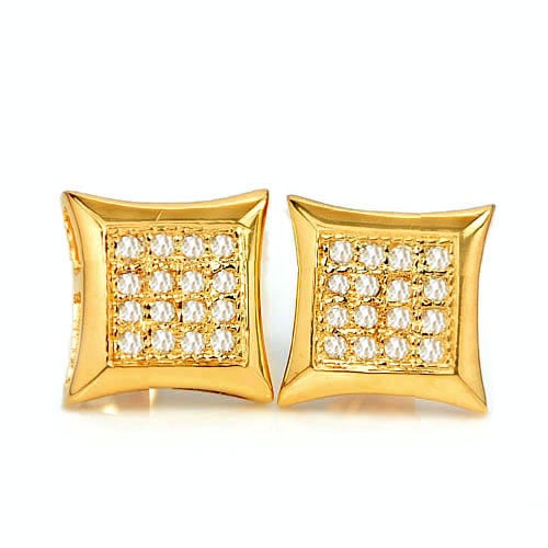 White Diamond 10K Solid Yellow Gold Earring Jewelry 1.81 G. (1 of 3)