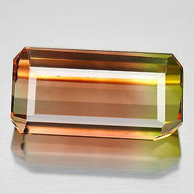 Natural Bi Color Tourmaline 3.90 Ct. VVS Octagon Shape 12 x 6.3 Mm. Gemstone Unheated (1 of 3)