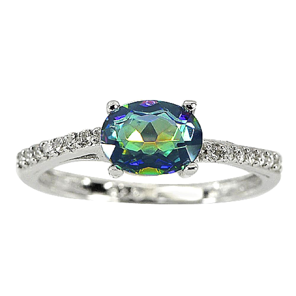 Charming Natural Gem Mystic Topaz 1.95 G. 925 Sterling Silver Ring Size 8: Product ID: 207103220 / Product Type: 925 Sterling Silver Fine Jewelry / Jewelry Weight: 1.95 Grams. / Ring Size: 8 Resizable(Fee) / Gemstones Color: Mystic / Metal: Solid Silver 92.5%. / Gemstone Det