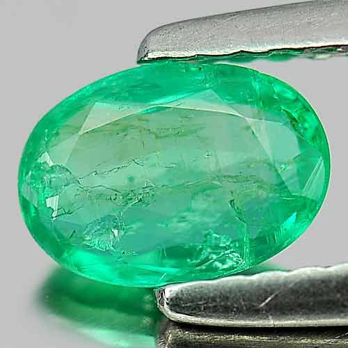 Green Emerald 0.60 Ct. Oval Shape 7 x 5 Mm. Natural Gemstone From Columbia: Product ID: 802401725 Product Name: Natural Emerald Weight: 0.60 CT. Size: 7 x 5 x 2.6 MM. Shape: Oval Color: Green Clarity:SI Luster: Good Gems Origin: Columbia Treatment: Unheated Crystal Structure: