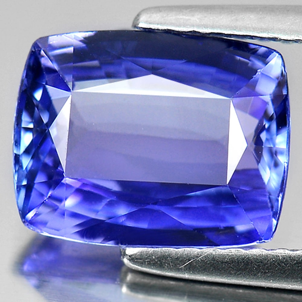 Certified Violetish Blue Tanzanite 3.15 Ct. Clean Cushion Shape 10.06 x 7.87 Mm. Natural Gemstone (1 of 3)