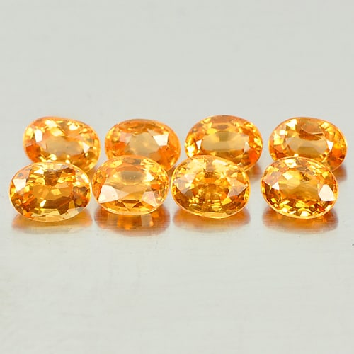 Natural Orange Spessartine Garnet 2.16 Ct. Oval Shape 8 Pcs. 3.9 x 3 Mm. Unheated Gemstone From: Product ID: 802935185 Product Name: Natural Spessartine Weight: 2.16 CT. Size: 3.9 x 3 x 2 MM. Shape: Oval Color: Orange Clarity:VSI Luster: Good Gems Origin: Namibia Treatment: Unheated Crystal Struc