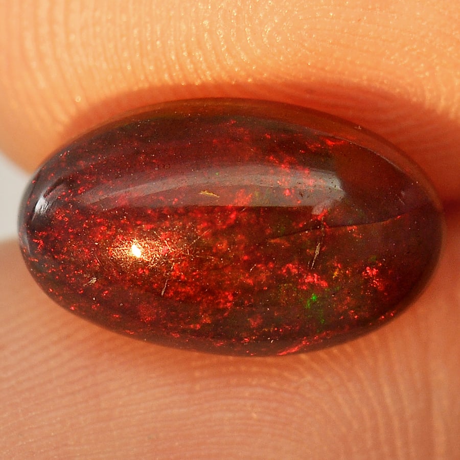 Natural Fire Red Black Opal 2.40 Ct. Oval Cabochon Shape 13.2 x 8 Mm. Gemstone (1 of 3)
