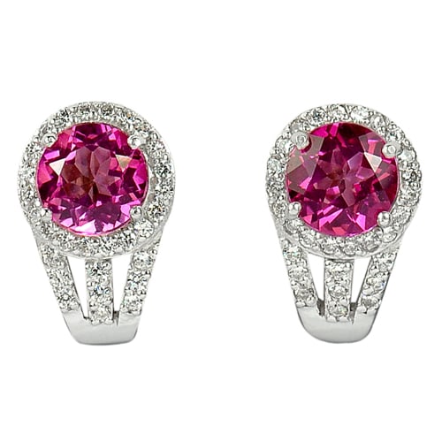 Natural Pink Topaz and Cz 925 Sterling Silver Earrings Jewelry 17 x 11 Mm. 4.21 G.: Product ID: 281020010 Product Name: Natural Fashion Jewelry Weight: 4.21 CT. Size: 17 x 11 Mm. MM. Shape: Round Color: Pink Clarity:VSI Luster: Good Gems Origin: Thailand Treatment: Treated Crystal St