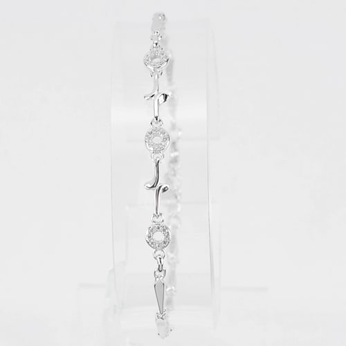 925 Sterling Silver Jewelry Bracelet 3.73 G. with White CZ Length 6.5 Inch. (1 of 3)