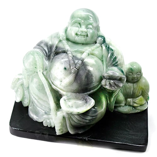 Natural Genuine Burmese Jade 12550.00 Ct. Happy Buddha Carving Shape 130 x 165 Mm. (1 of 3)