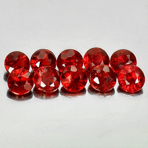 Natural Red Songea Sapphire 1.34 Ct. 10 Pcs. Round Diamond Cut 2.8 Mm. Gemstones From Tanzania (1 of 3)