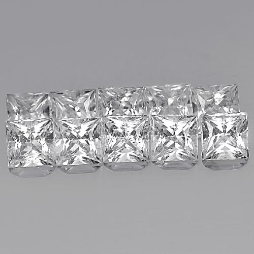 White Topaz 3.97 Ct. 10 Pcs. Square Princess Cut Shape 3.9 Mm. Natural Gemstone From Brazil (1 of 3)